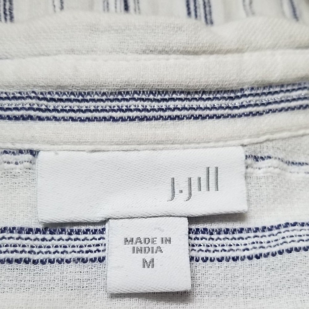 J.Jill White Blue Striped Button Down Tank Top - Picture 5 of 6